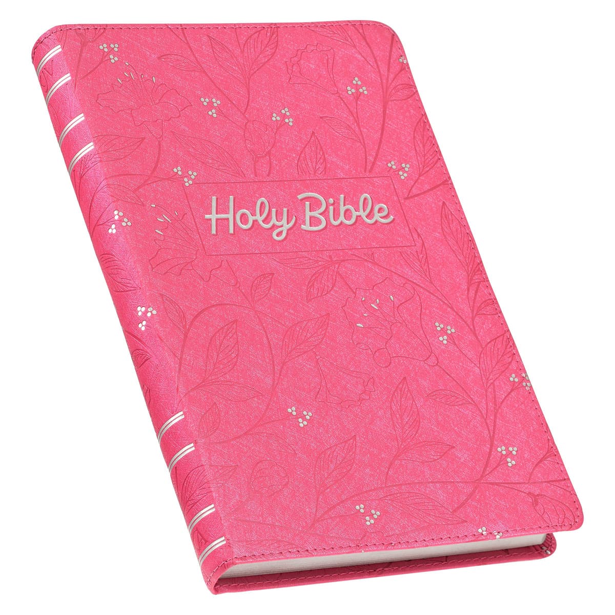Pearlized Cherry Pink Faux Leather King James Version Gift Edition Bible, picture 3
