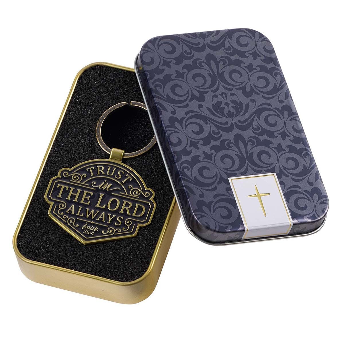 Trust in the LORD Always - Isaiah 26:4 Key Ring in Gift Tin, picture 3