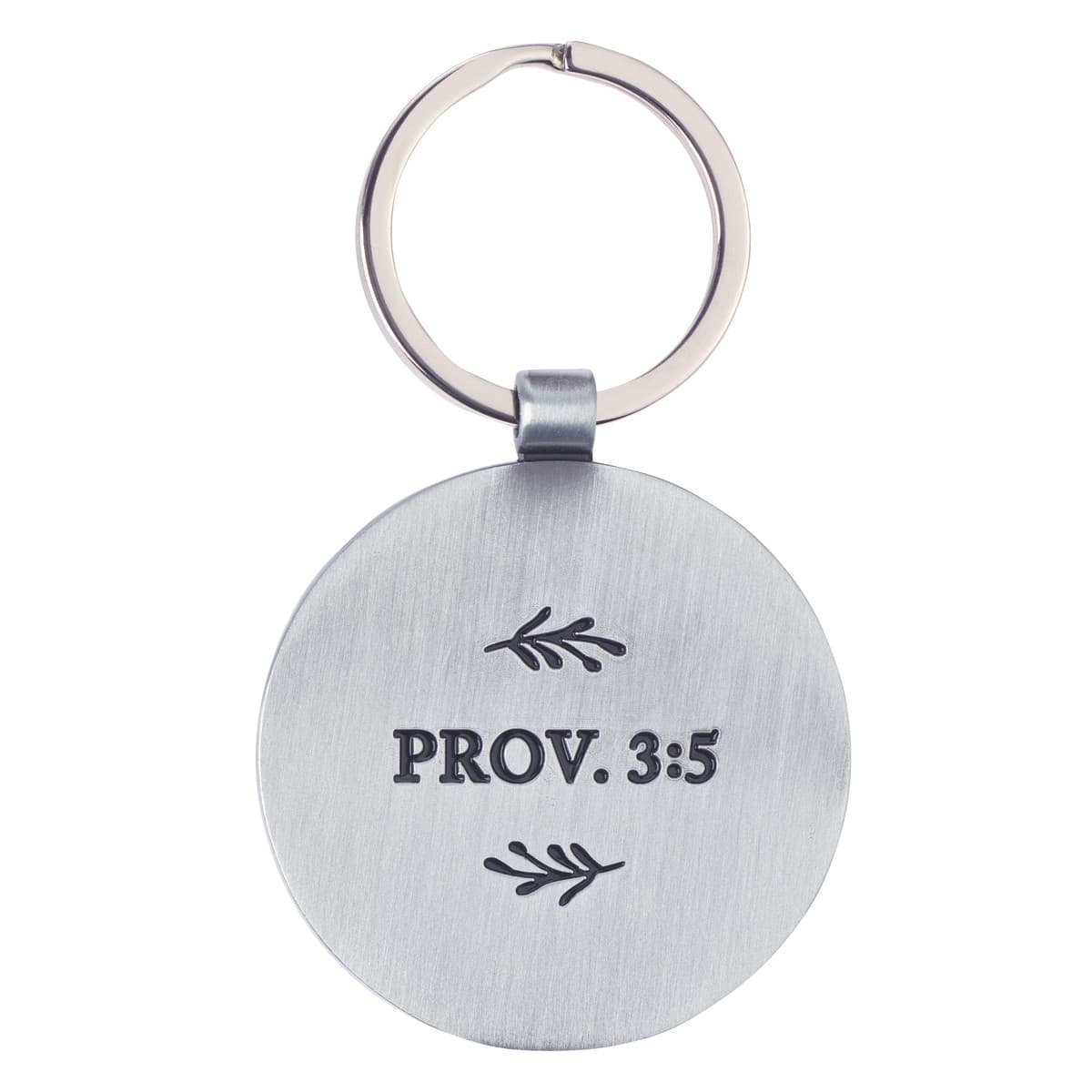 Trust - Proverbs 3:5 Honey-brown and Navy Epoxy-coated Metal Keychain, picture 2