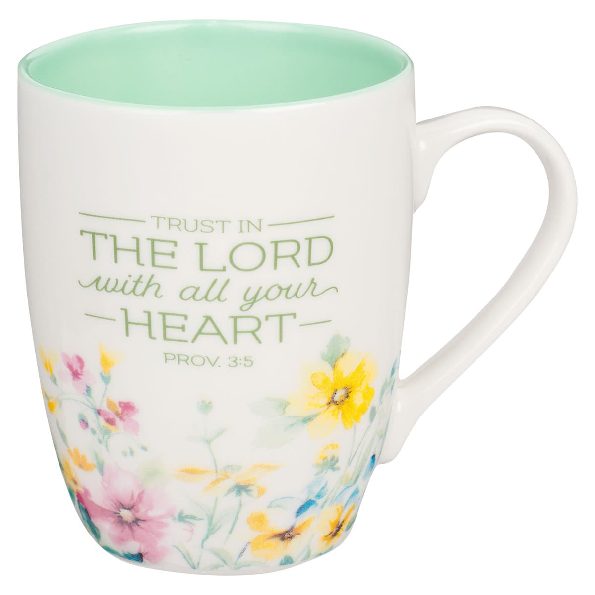Trust in the Lord - Proverbs 3:5 Green Wildflower Ceramic Coffee Mug