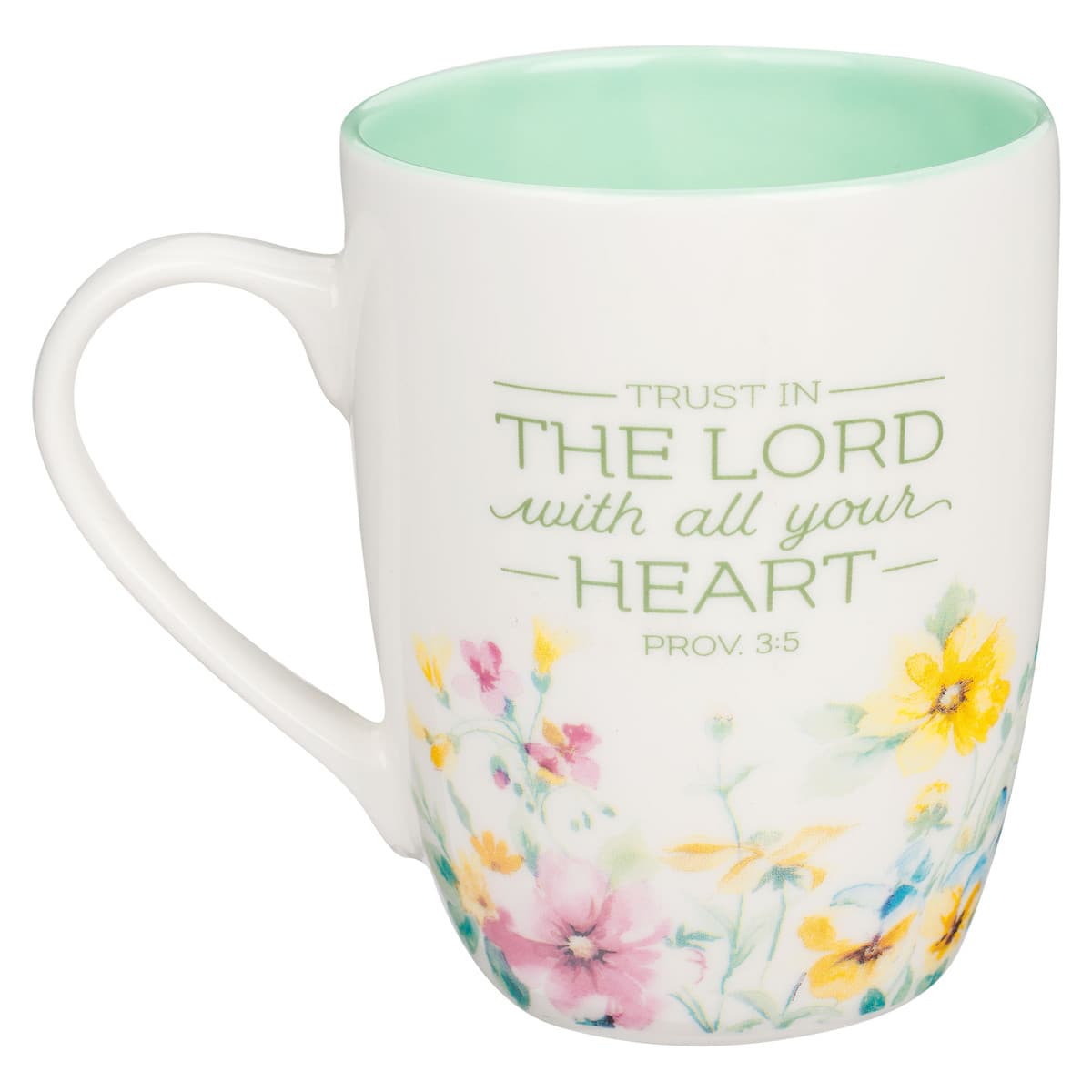 Trust in the Lord - Proverbs 3:5 Green Wildflower Ceramic Coffee Mug, picture 2