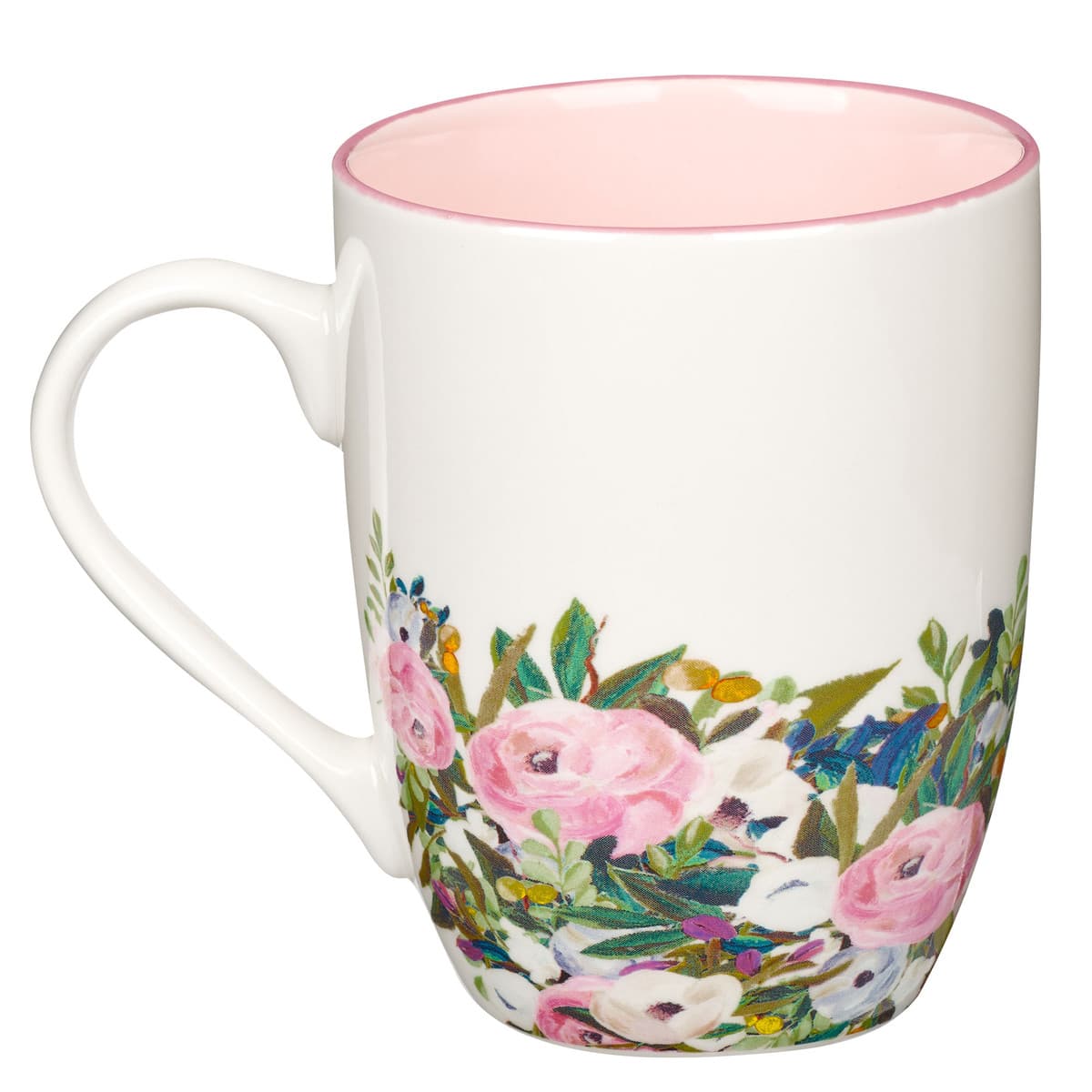 With God Things Are Possible Pink Floral Ceramic Coffee Mug - Matthew 19:, picture 2