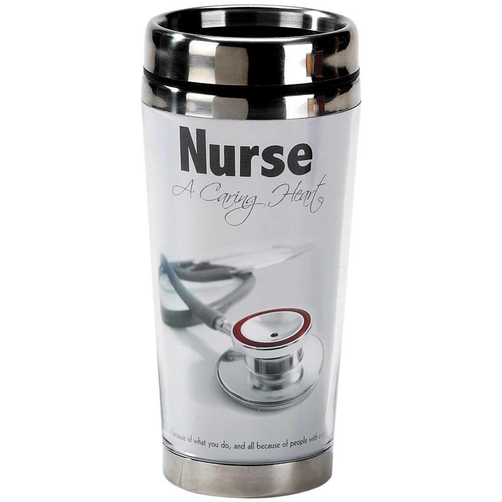 NURSE-CARING HEART 16 OZ TRAVEL MUG