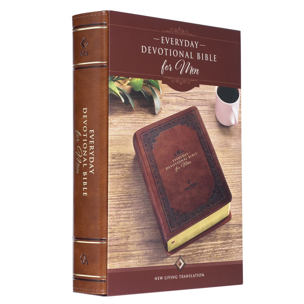 Chestnut Brown Faux Leather NLT Everyday Devotional Bible for Men, picture 6