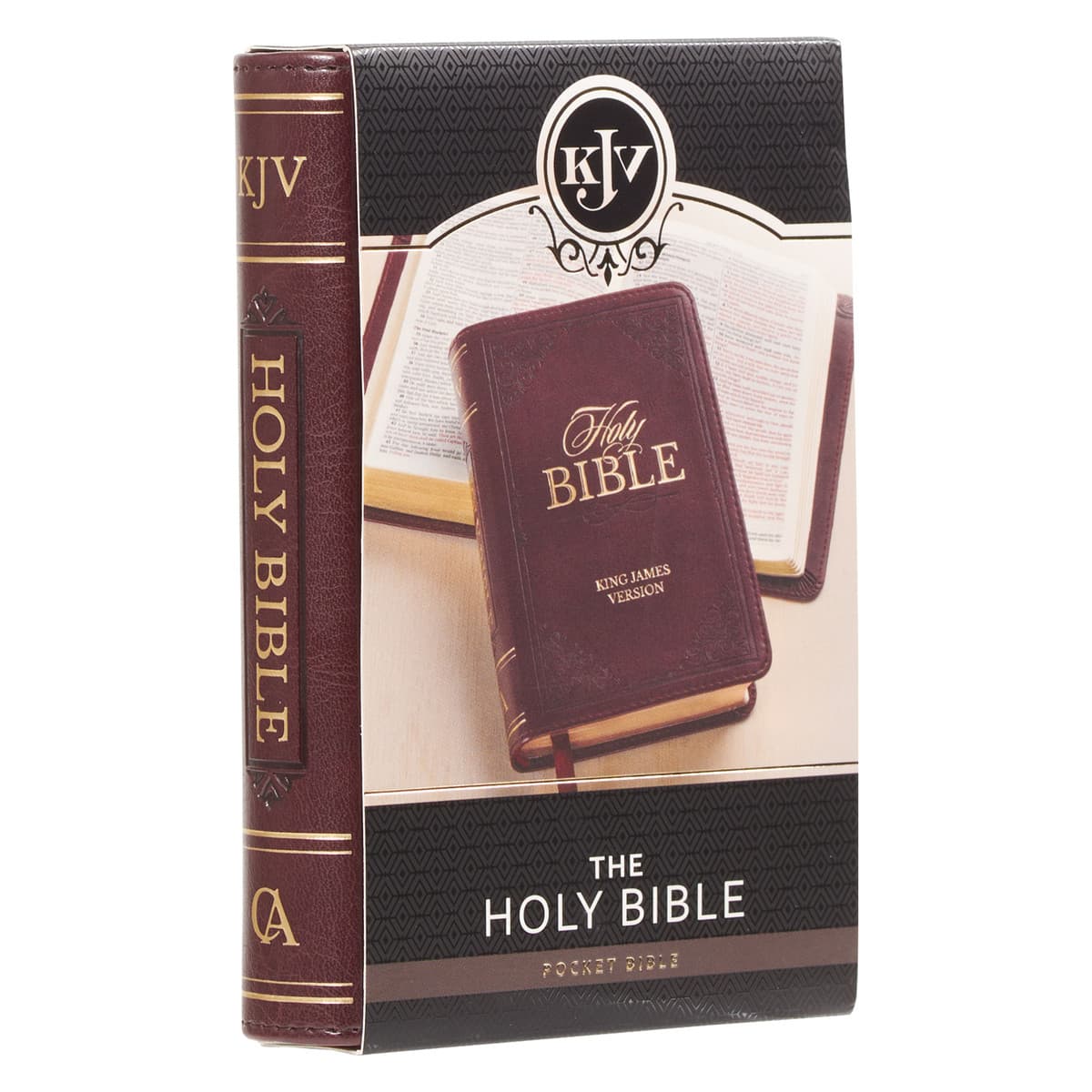 Burgundy Faux Leather King James Version Pocket Bible, picture 8