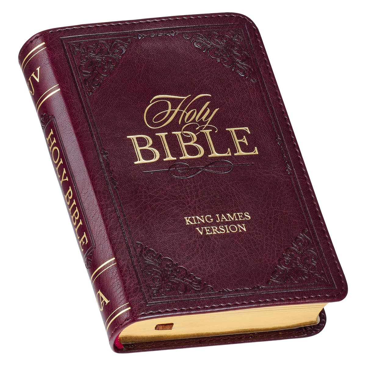 Burgundy Faux Leather King James Version Pocket Bible, picture 3