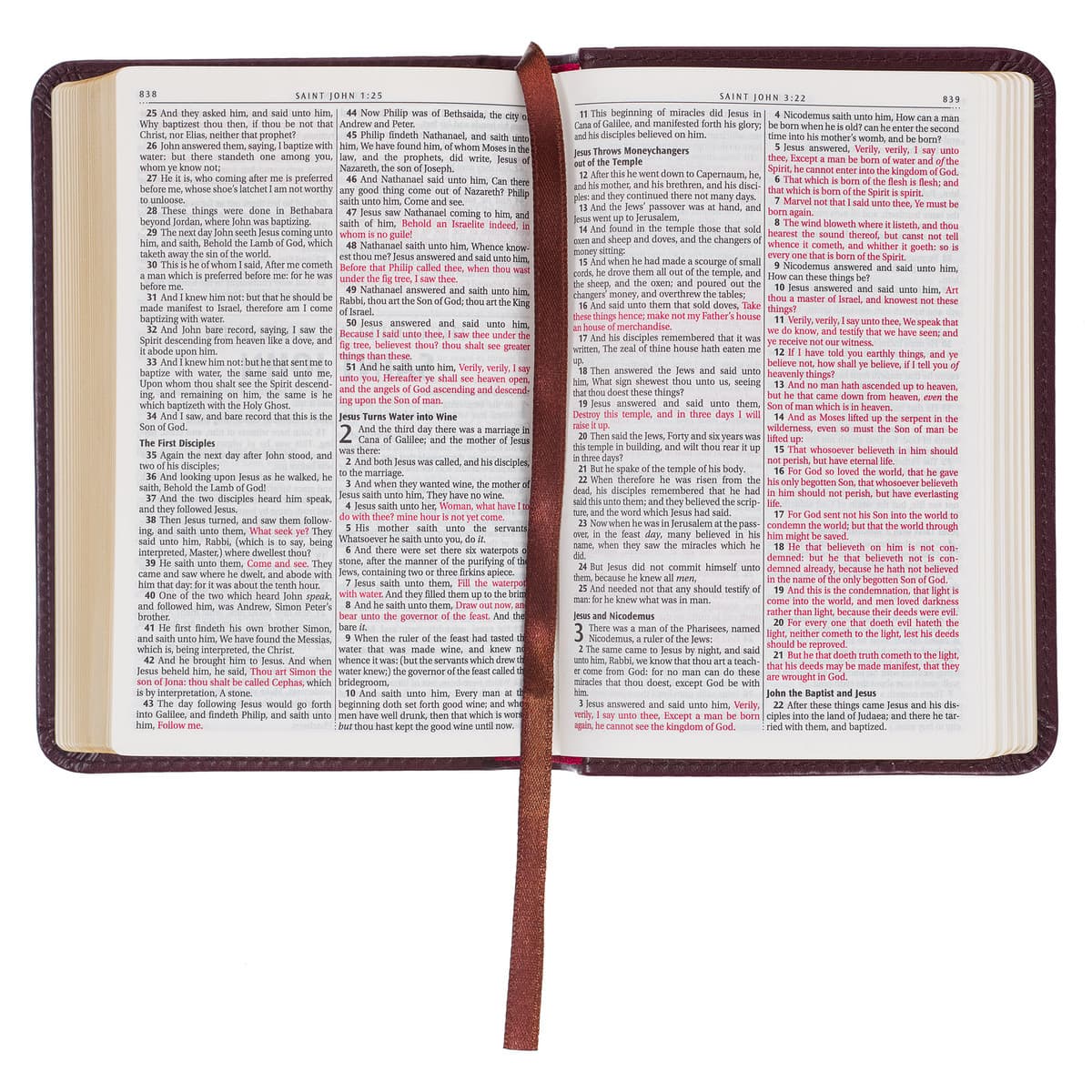 Burgundy Faux Leather King James Version Pocket Bible, picture 5