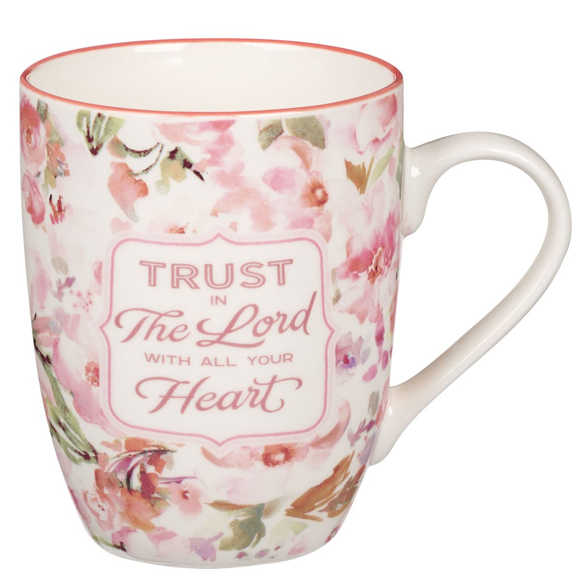 Trust in Lord - Proverbs 3:5 Pink Watercolor Florals Ceramic Mug