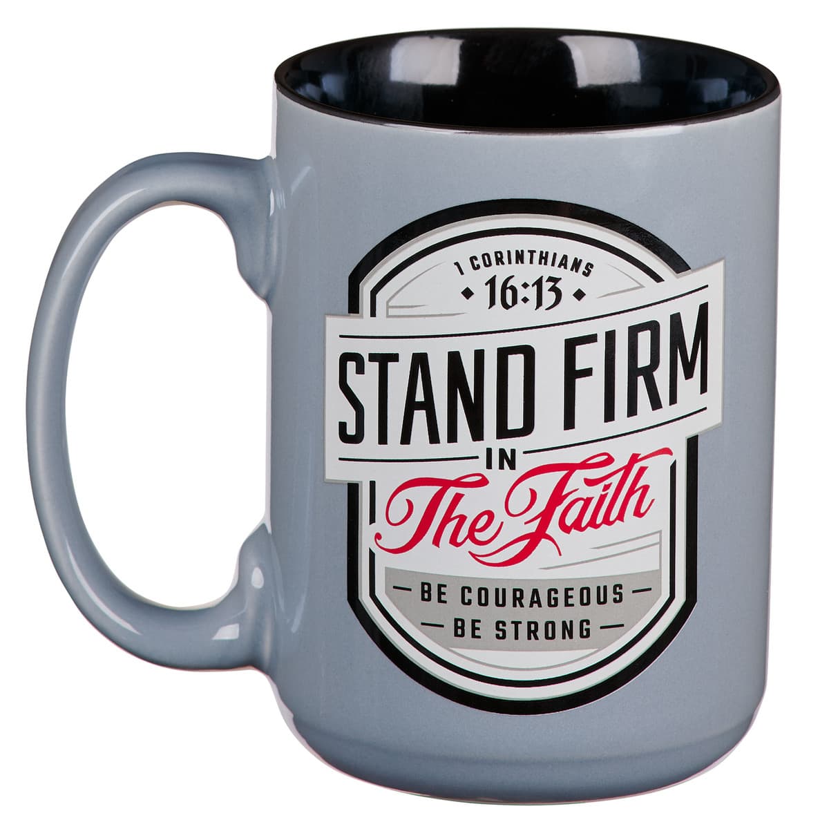 Stand Firm in the Faith - 1 Corinthians 16:13 Gray Ceramic Coffee Mug, picture 2