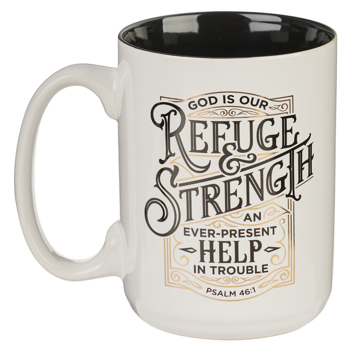 Refuge and Strength - Psalm 46:1 White Ceramic Coffee Mug, picture 2