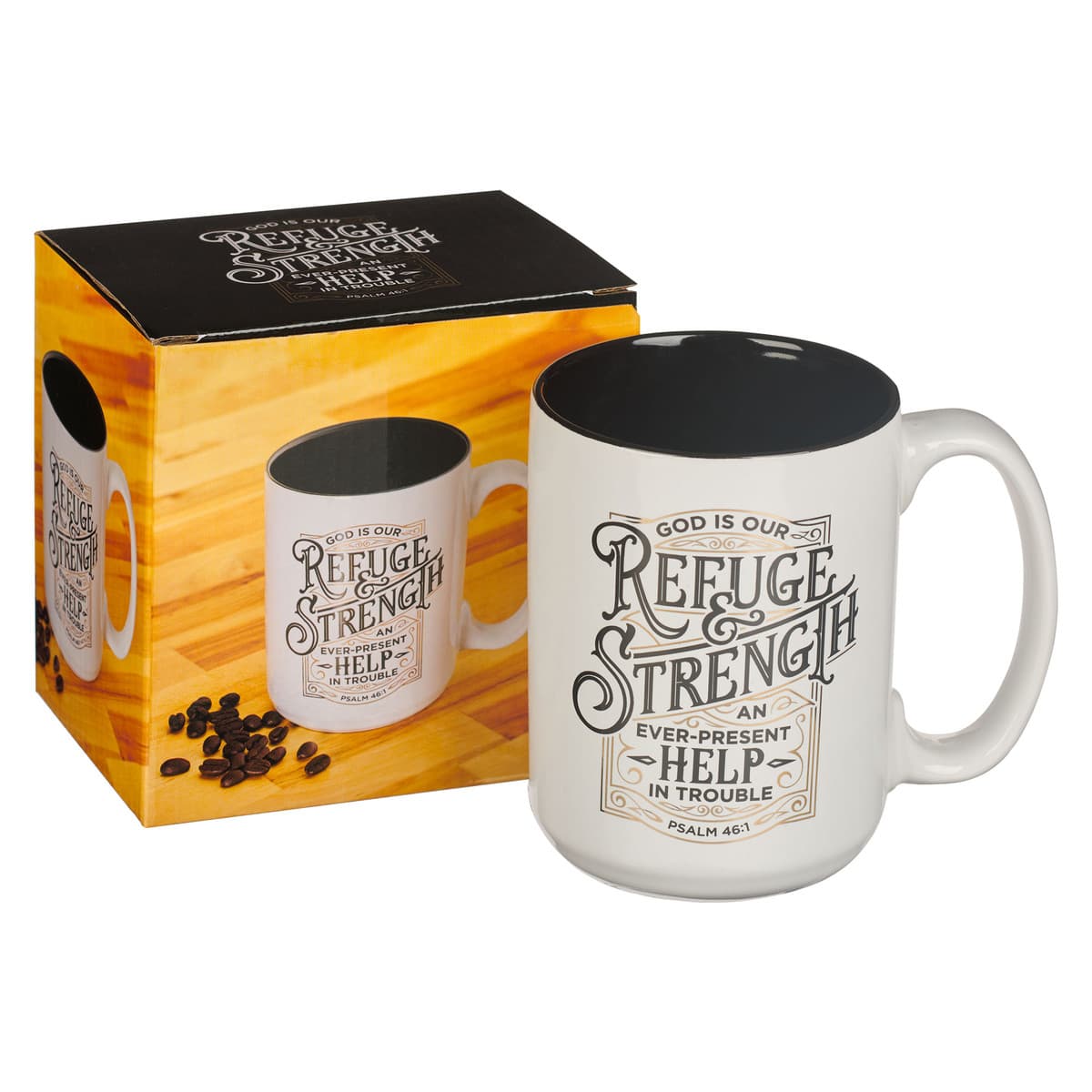 Refuge and Strength - Psalm 46:1 White Ceramic Coffee Mug, picture 3