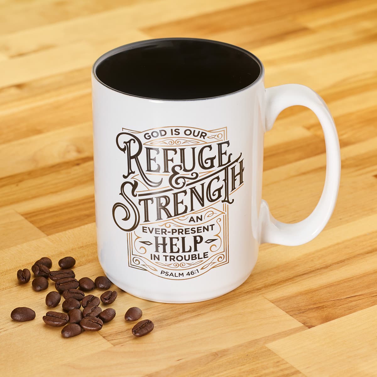 Refuge and Strength - Psalm 46:1 White Ceramic Coffee Mug, picture 4