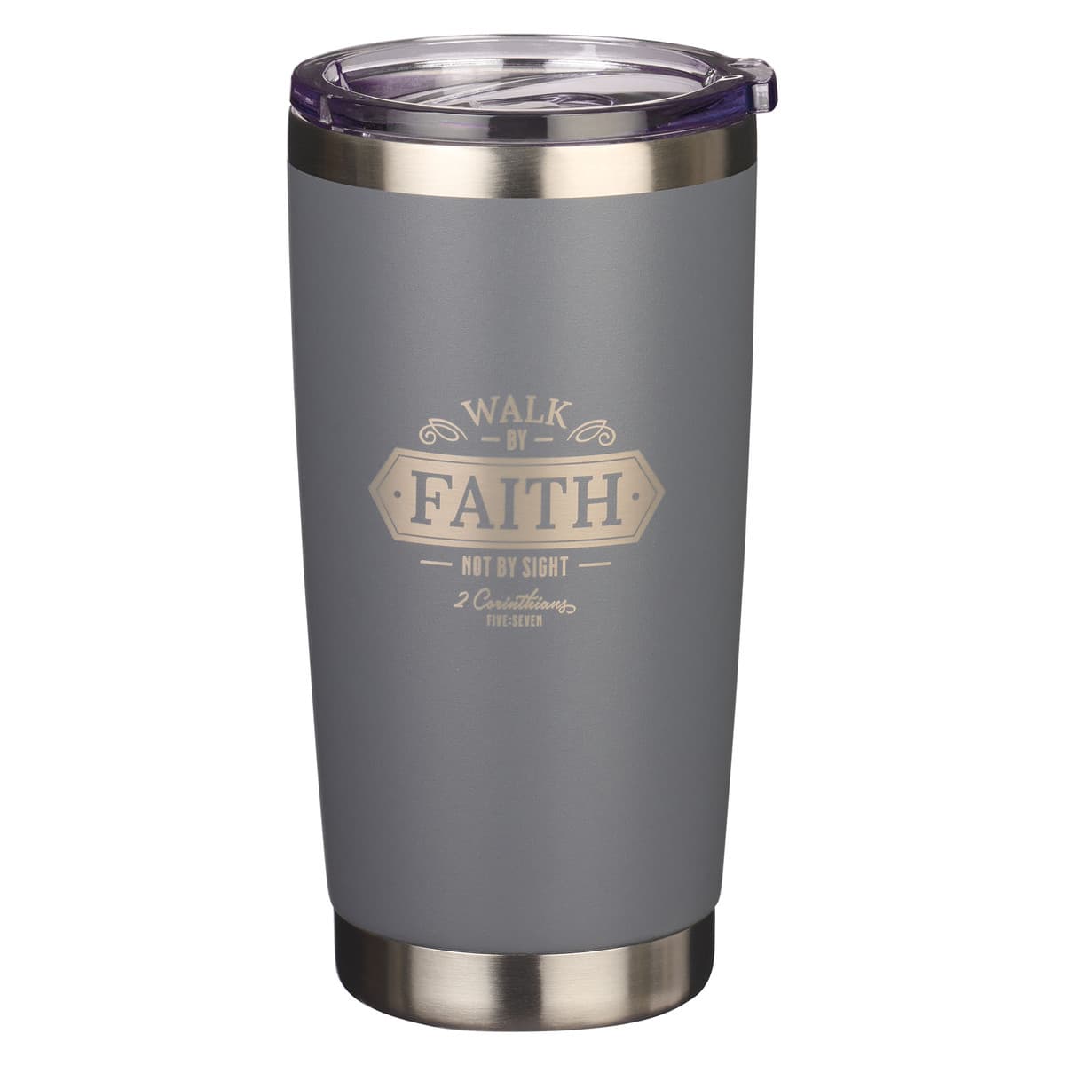 Walk By Faith 1 Corinthians 5:7 Gray Stainless Steel Mug -