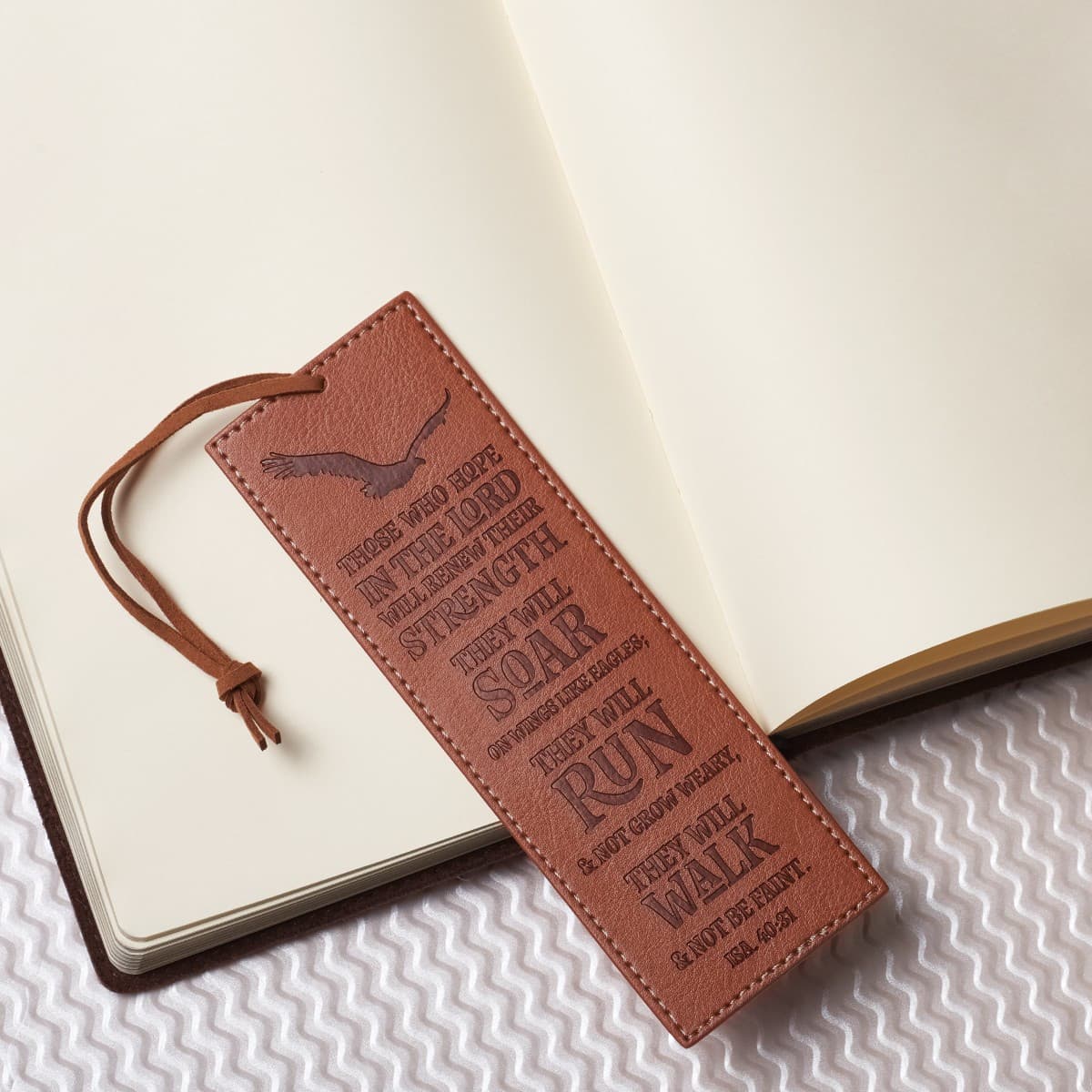 Hope in the Lord - Isaiah 40:31 Brown Faux Leather Bookmark, picture 3