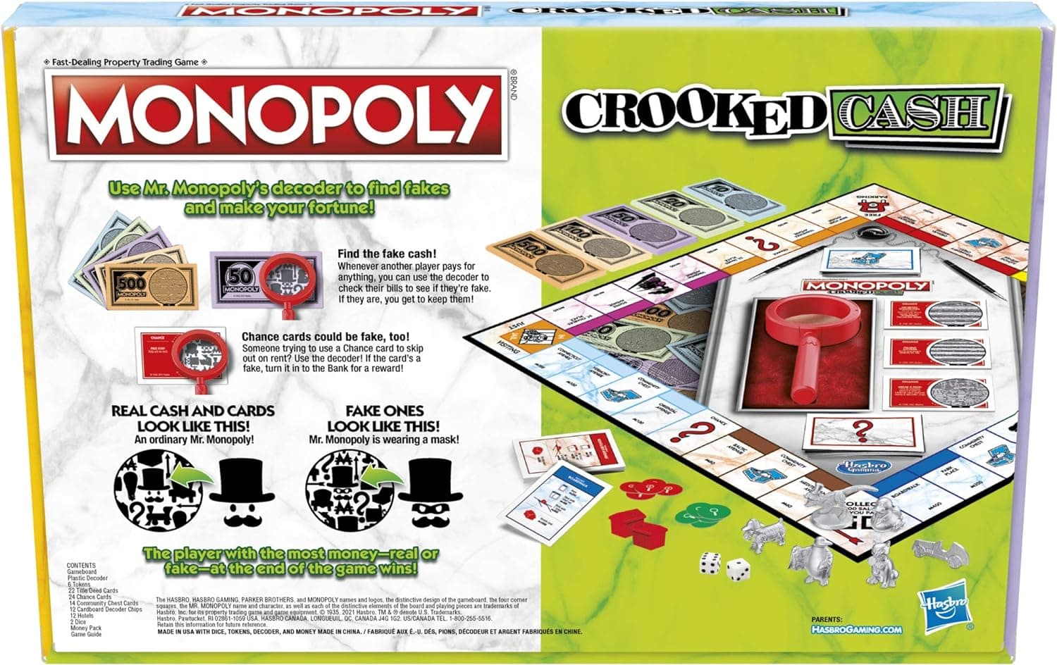 Monopoly Crooked Cash Board Game, includes Mr Decoder to Find Fakes, picture 4