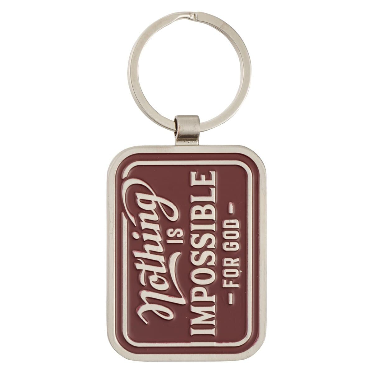 Nothing is Impossible - Luke 1:37 Vintage Red Metal Keychain