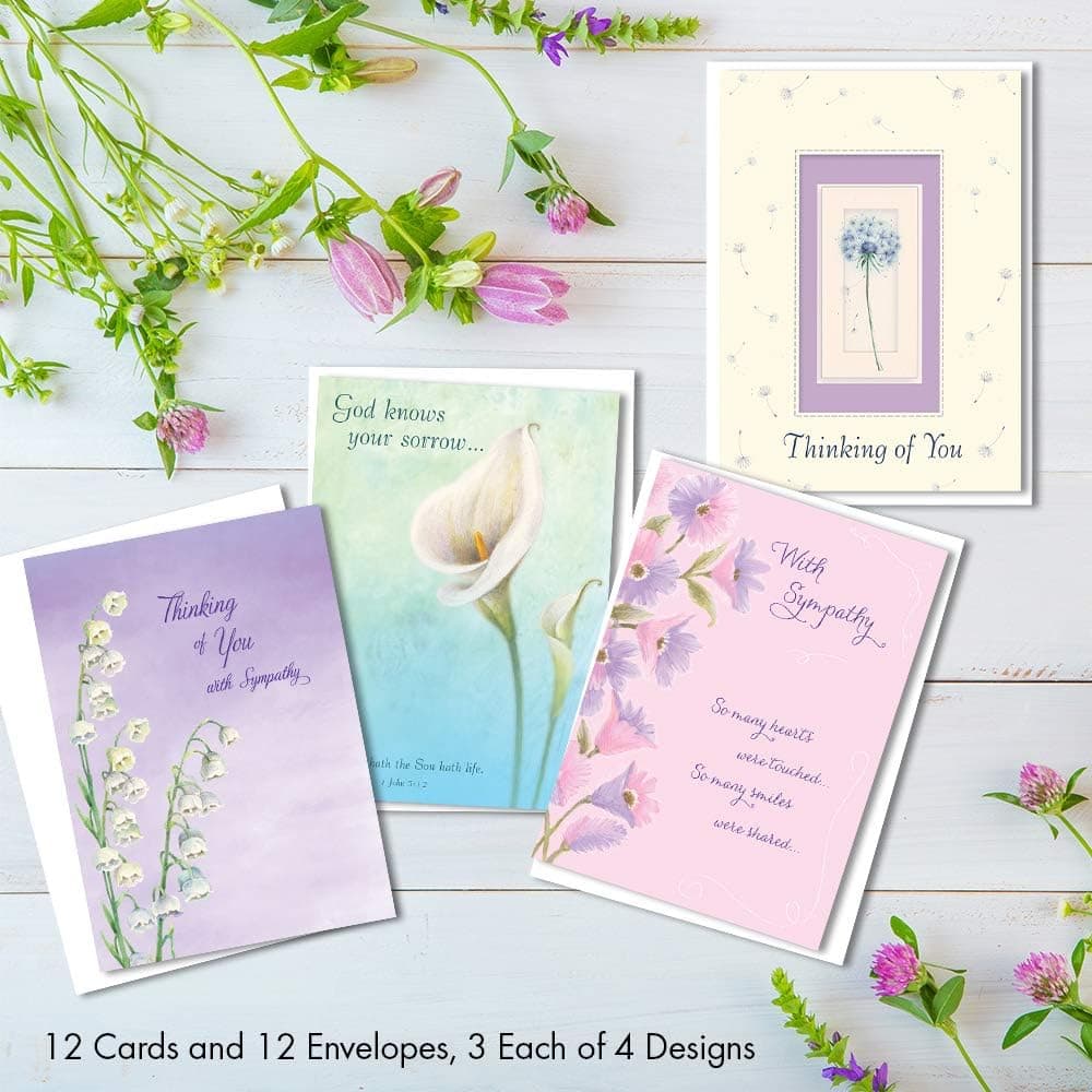 Assorted Sympathy Cards, Assortment of Floral Designs (12 Foiled and Embossed Greeting Cards), picture 4