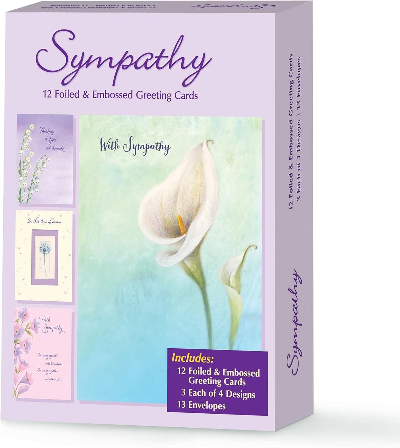 Assorted Sympathy Cards, Assortment of Floral Designs (12 Foiled and Embossed Greeting Cards)
