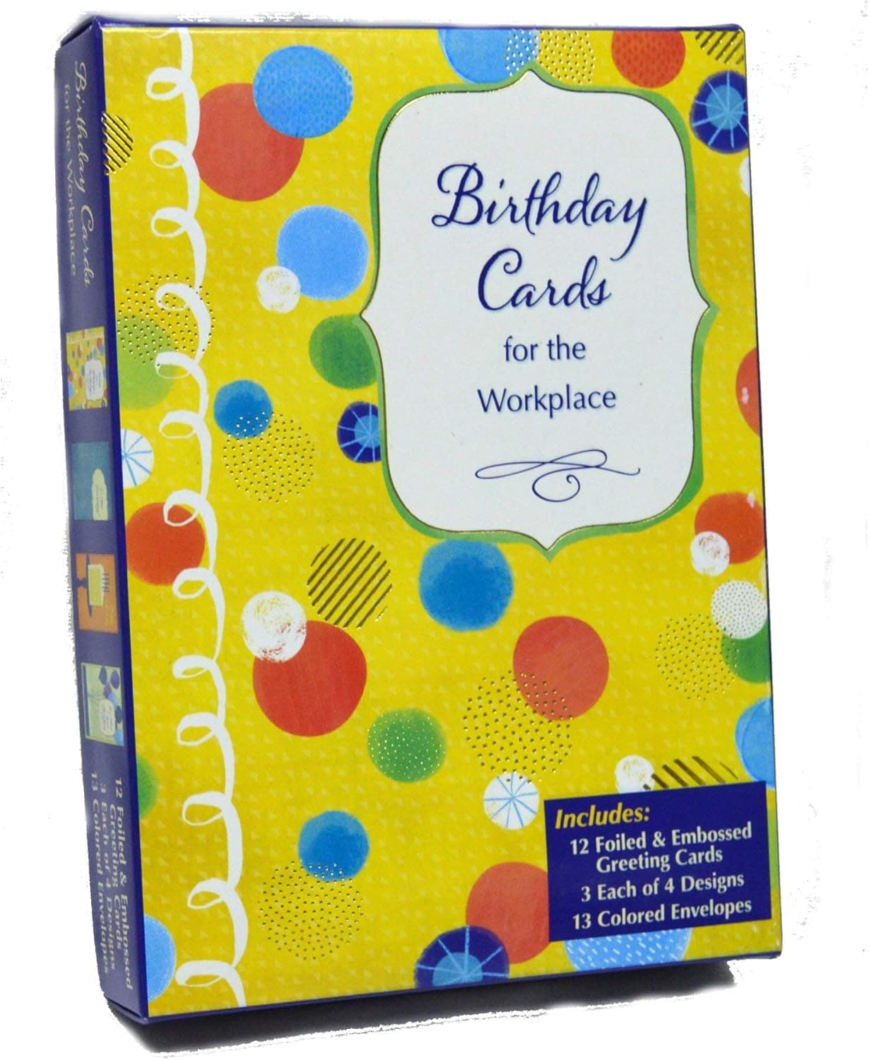 Birthday Cards for the Workplace | Boxed 12 Assorted Cards, 3 Each of 4 Designs | 13 Colorful Envelopes