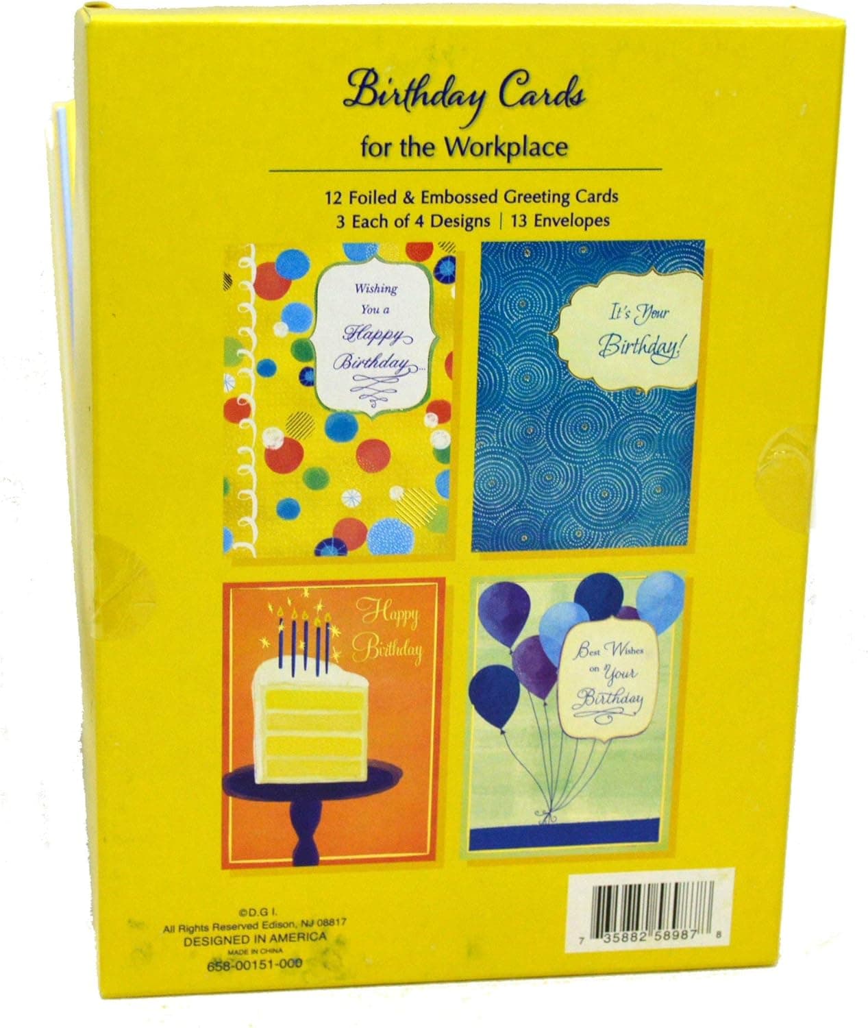 Birthday Cards for the Workplace | Boxed 12 Assorted Cards, 3 Each of 4 Designs | 13 Colorful Envelopes, picture 7
