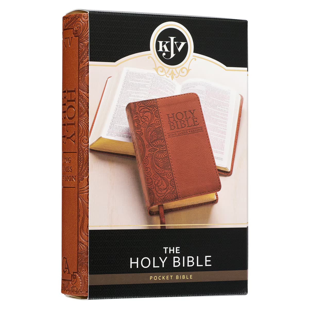 Toffee Brown Faux Leather King James Version Pocket Bible, picture 10