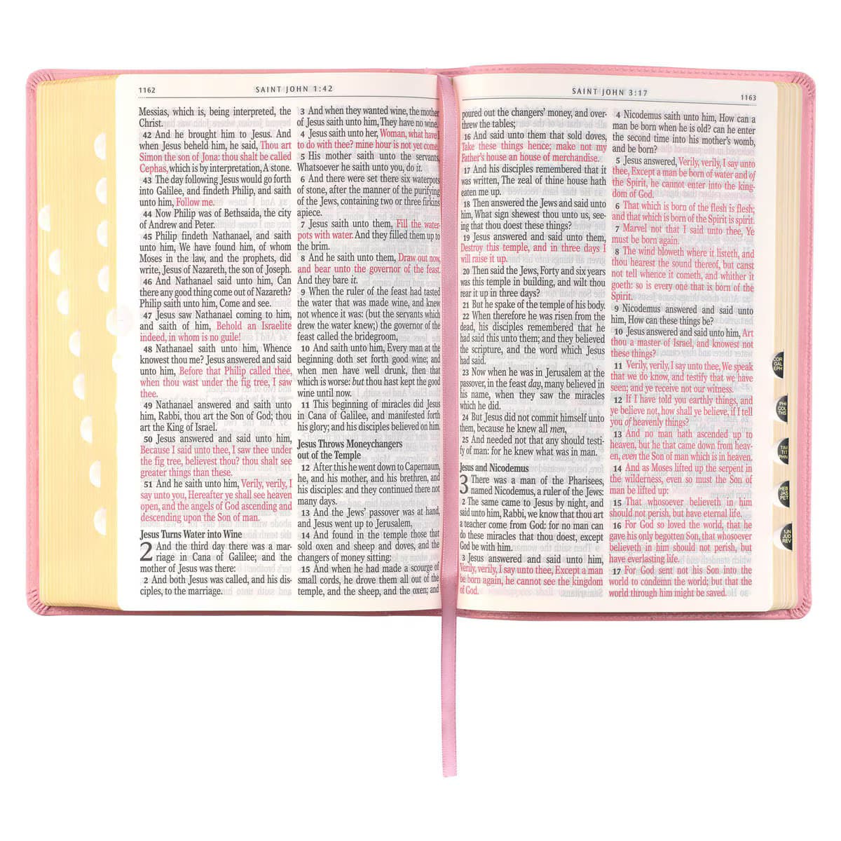 Pink Faux Leather Giant Print Full-size King James Version Bible with Thumb-index, picture 7