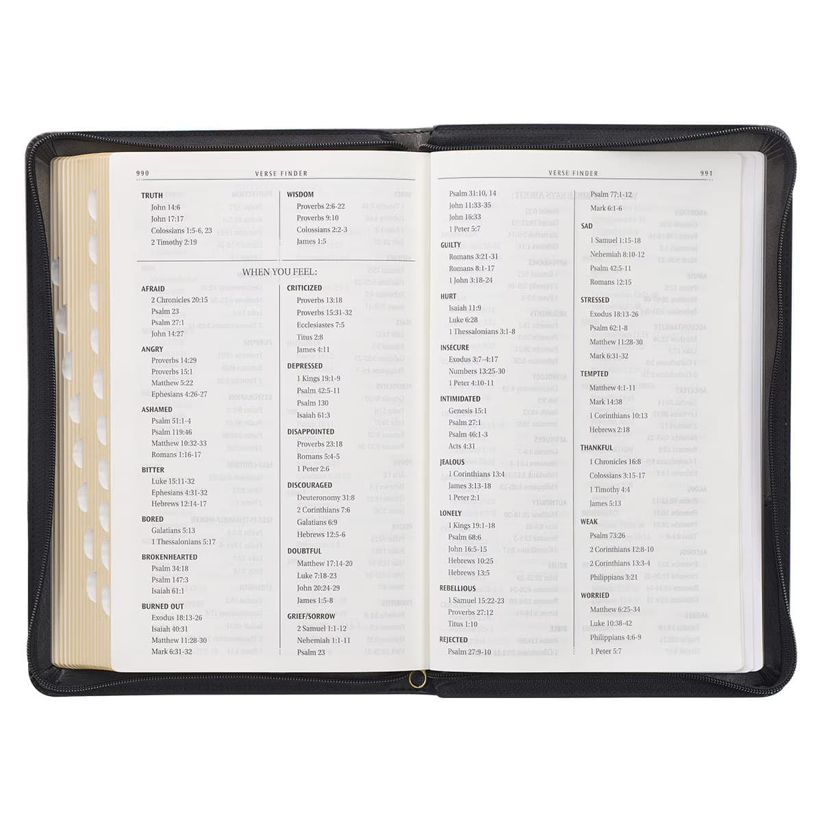 Gray and Black Faux Leather King James Version Deluxe Gift Bible with Thumb Index and Zippered Closure, picture 11