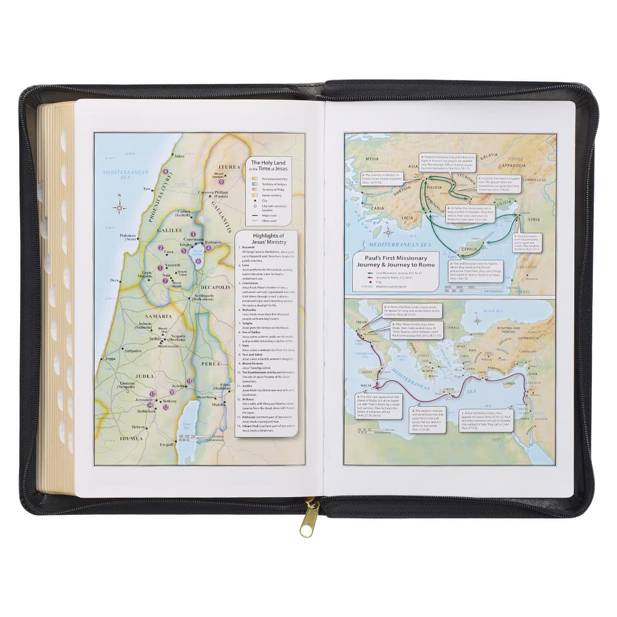 Gray and Black Faux Leather King James Version Deluxe Gift Bible with Thumb Index and Zippered Closure, picture 8