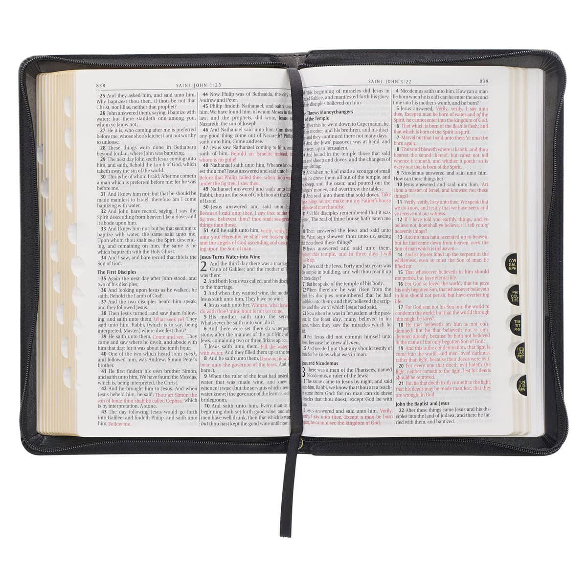 Gray and Black Faux Leather King James Version Deluxe Gift Bible with Thumb Index and Zippered Closure, picture 9