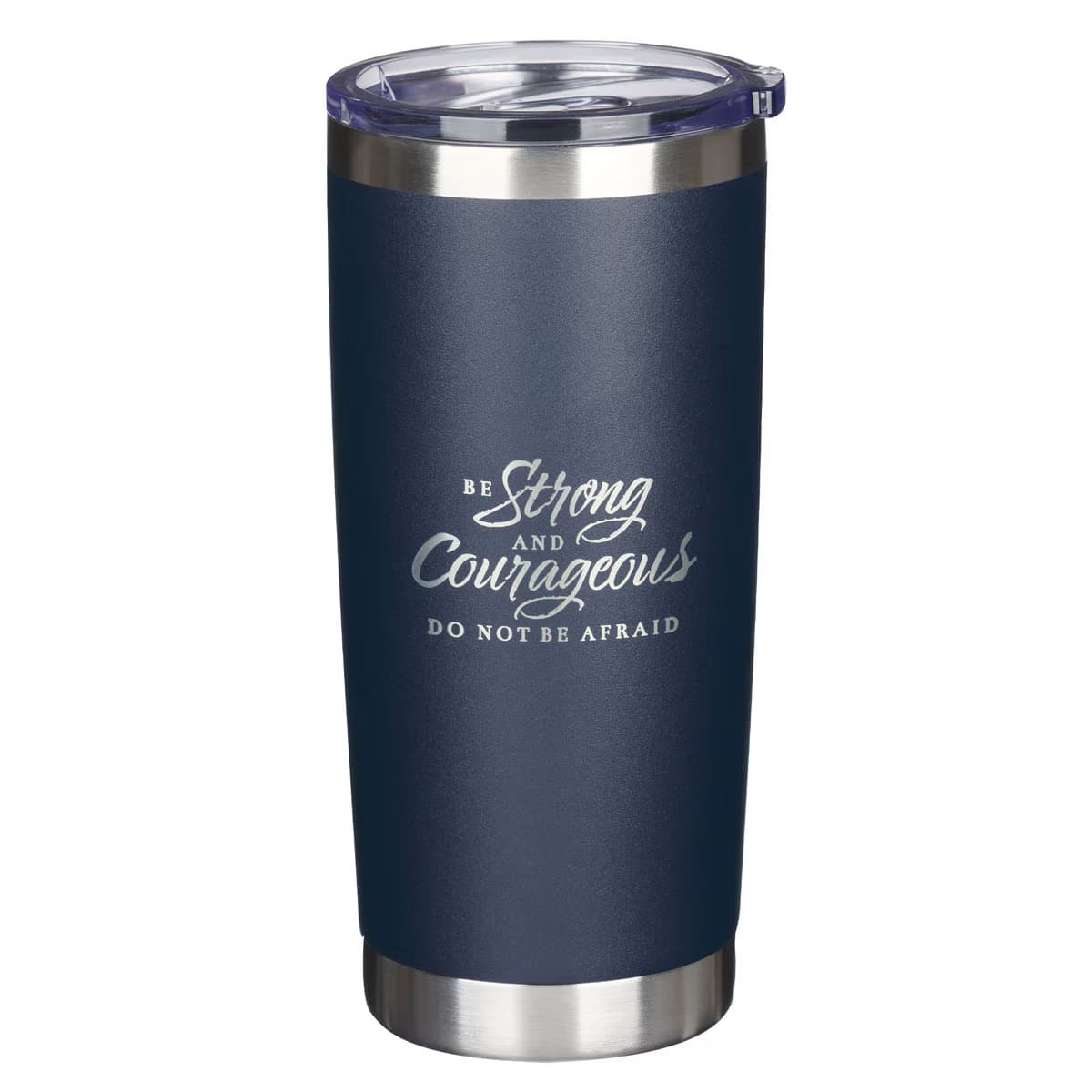 Be Strong and Courageous - Joshua 1:9 Navy Stainless Steel Travel Tumbler