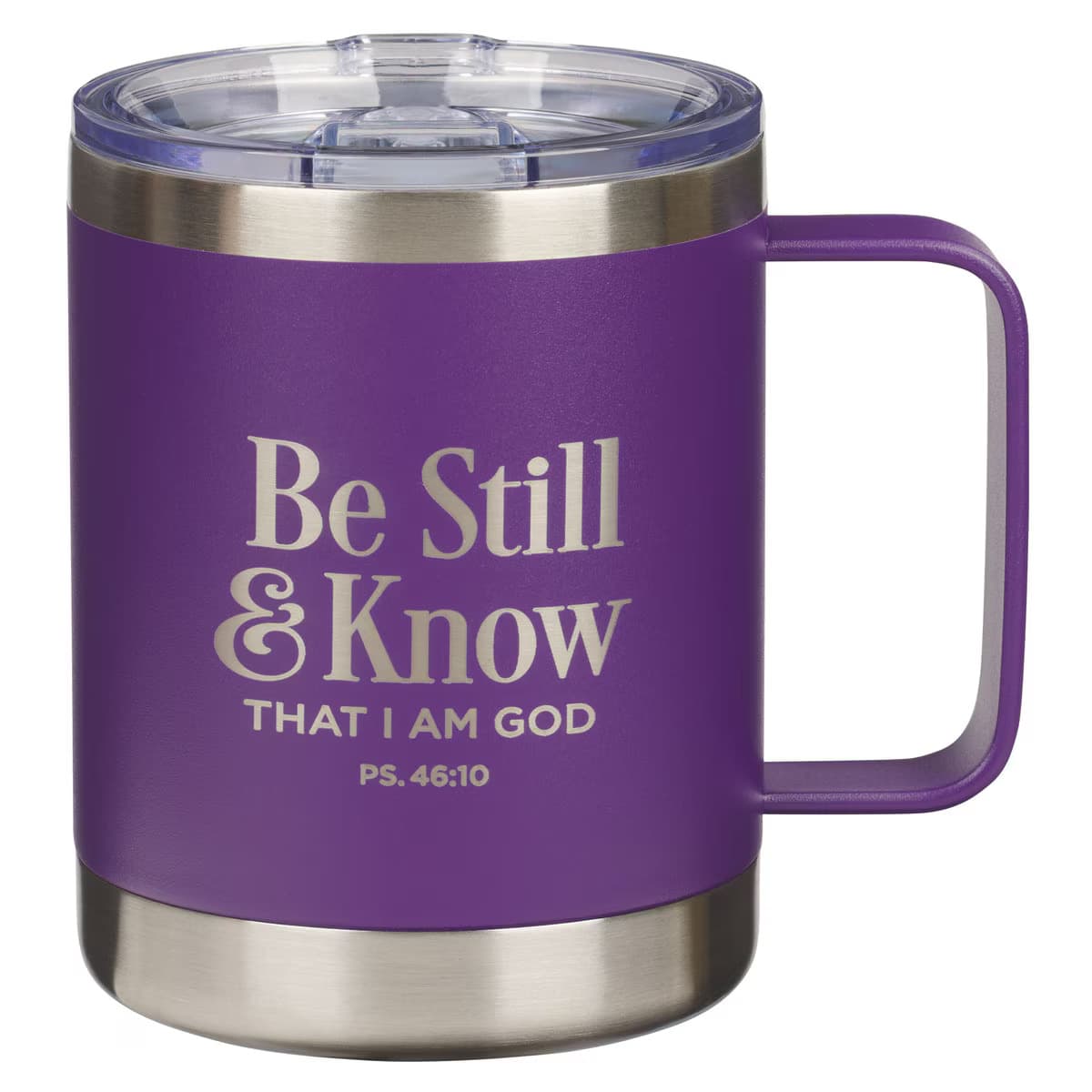 Be Still and Know - Psalm 46:10 Purple Camp-style Stainless Steel Mug