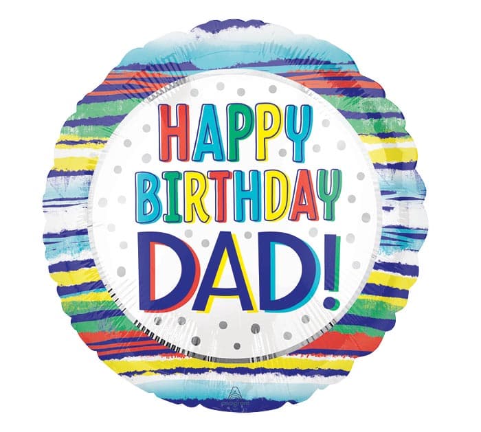 17"PKG HAPPY BIRTHDAY DAD STRIPE BALLOON
