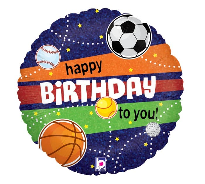 18" PKG HAPPY BIRTHDAY SPORTS BALLOON