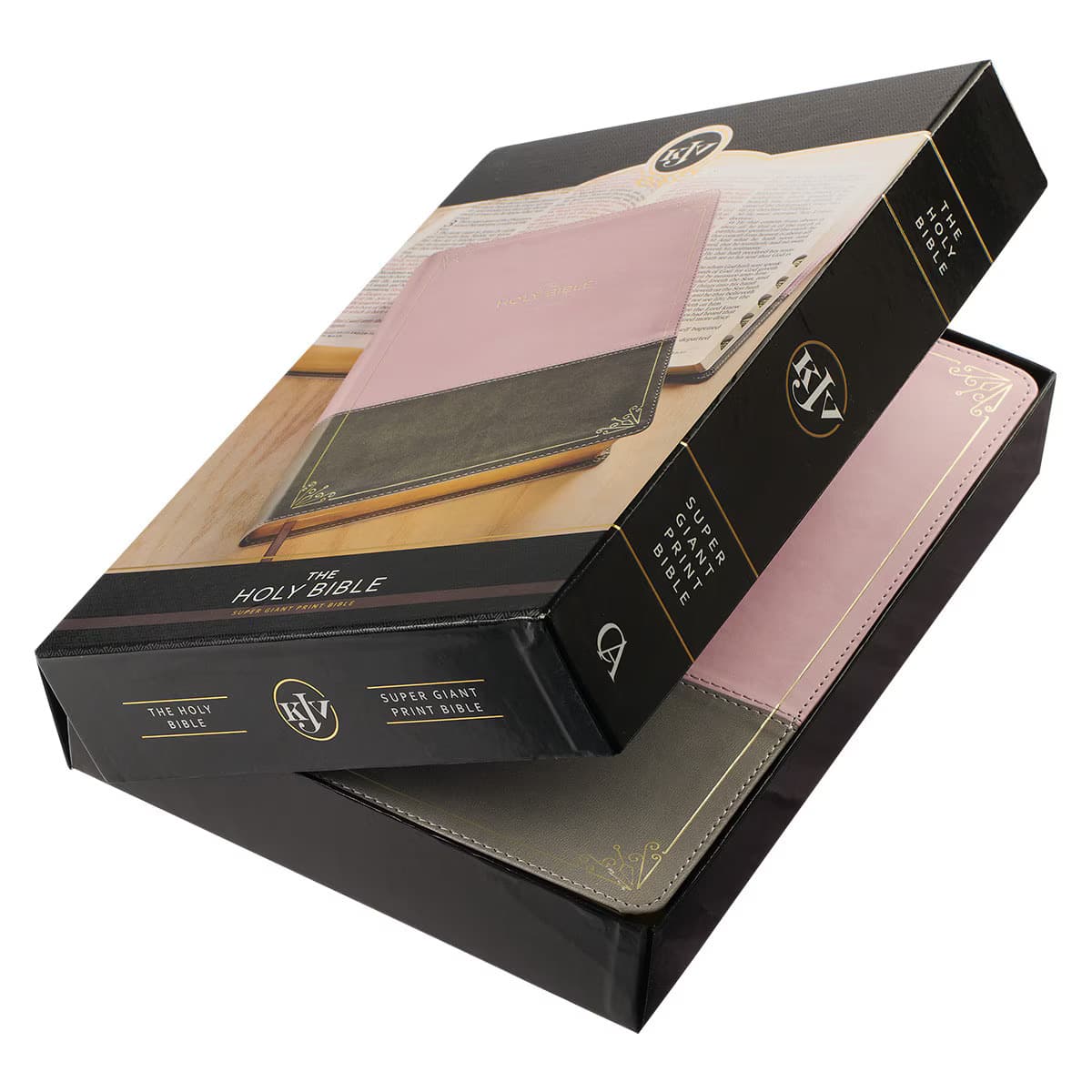 Pink and Gray Faux Leather Super Giant Print Full-size King James Version Bible with Thumb Index, picture 12