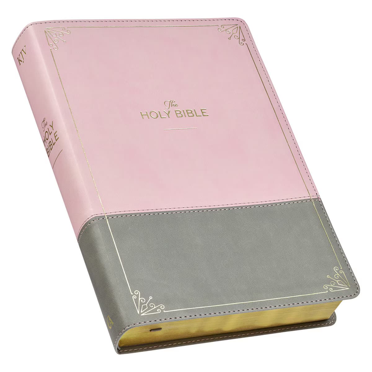 Pink and Gray Faux Leather Super Giant Print Full-size King James Version Bible with Thumb Index, picture 3