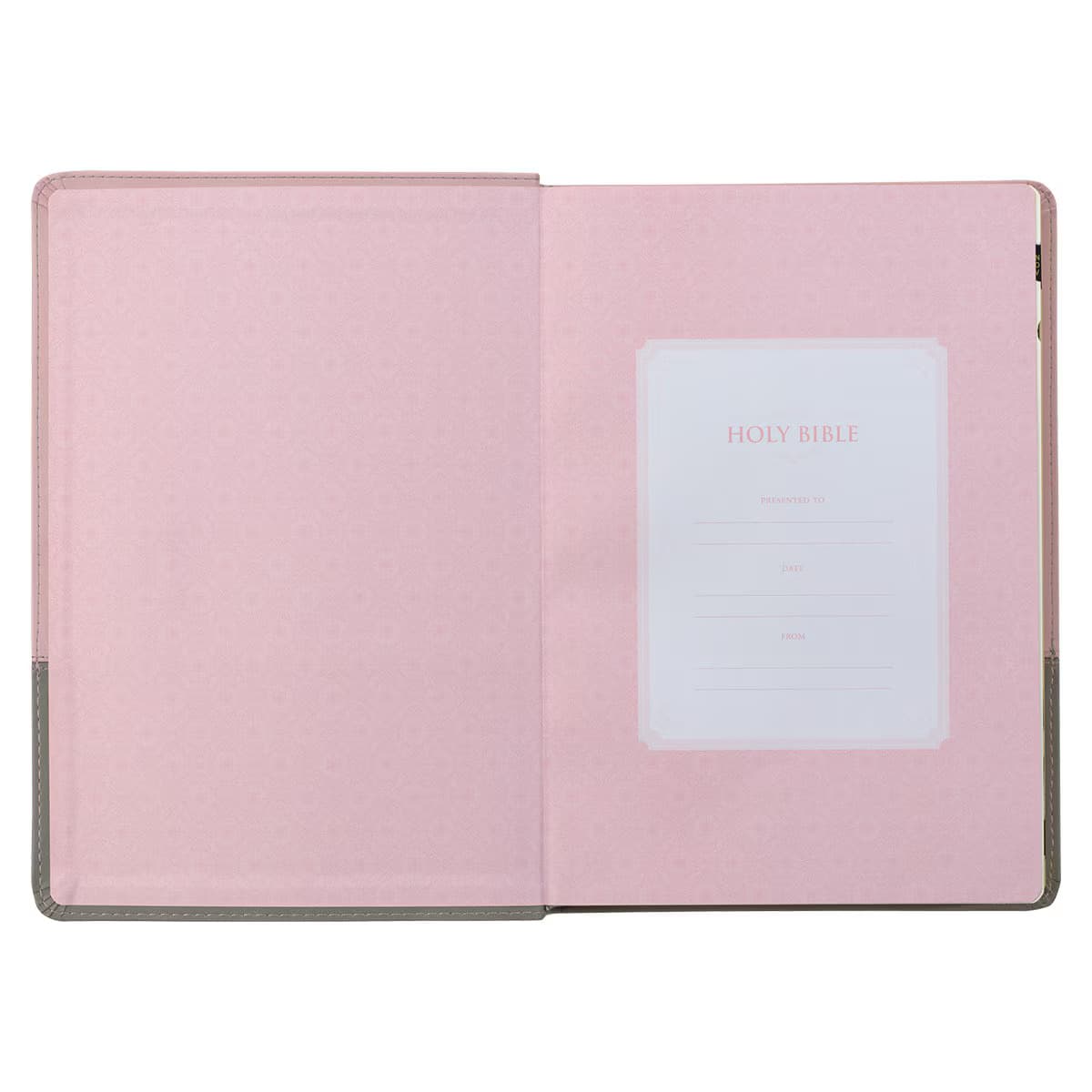 Pink and Gray Faux Leather Super Giant Print Full-size King James Version Bible with Thumb Index, picture 4