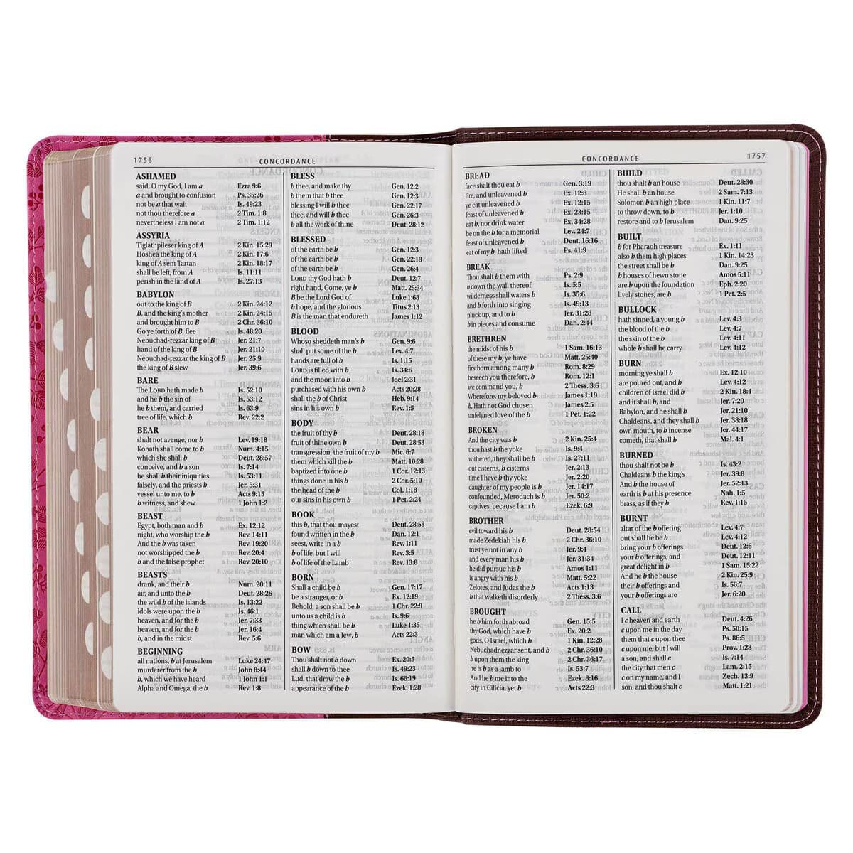 Brown and Berry Pink Faux Leather Giant Print Standard-size King James Version Bible with Thumb Index, picture 8