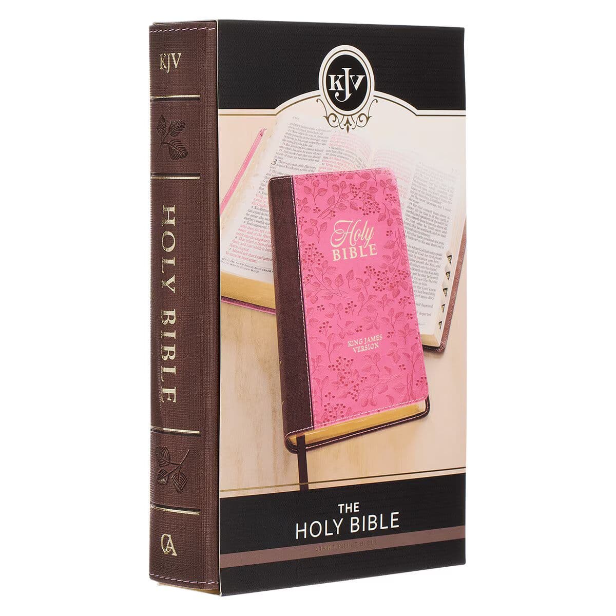 Brown and Berry Pink Faux Leather Giant Print Standard-size King James Version Bible with Thumb Index, picture 12