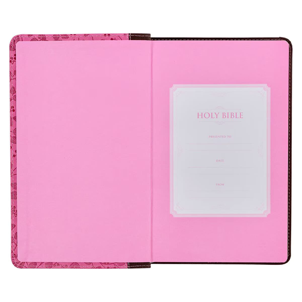 Brown and Berry Pink Faux Leather Giant Print Standard-size King James Version Bible with Thumb Index, picture 4