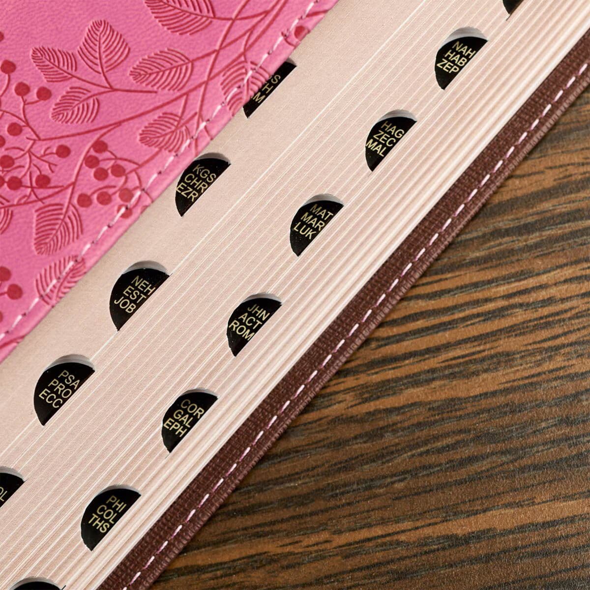 Brown and Berry Pink Faux Leather Giant Print Standard-size King James Version Bible with Thumb Index, picture 5