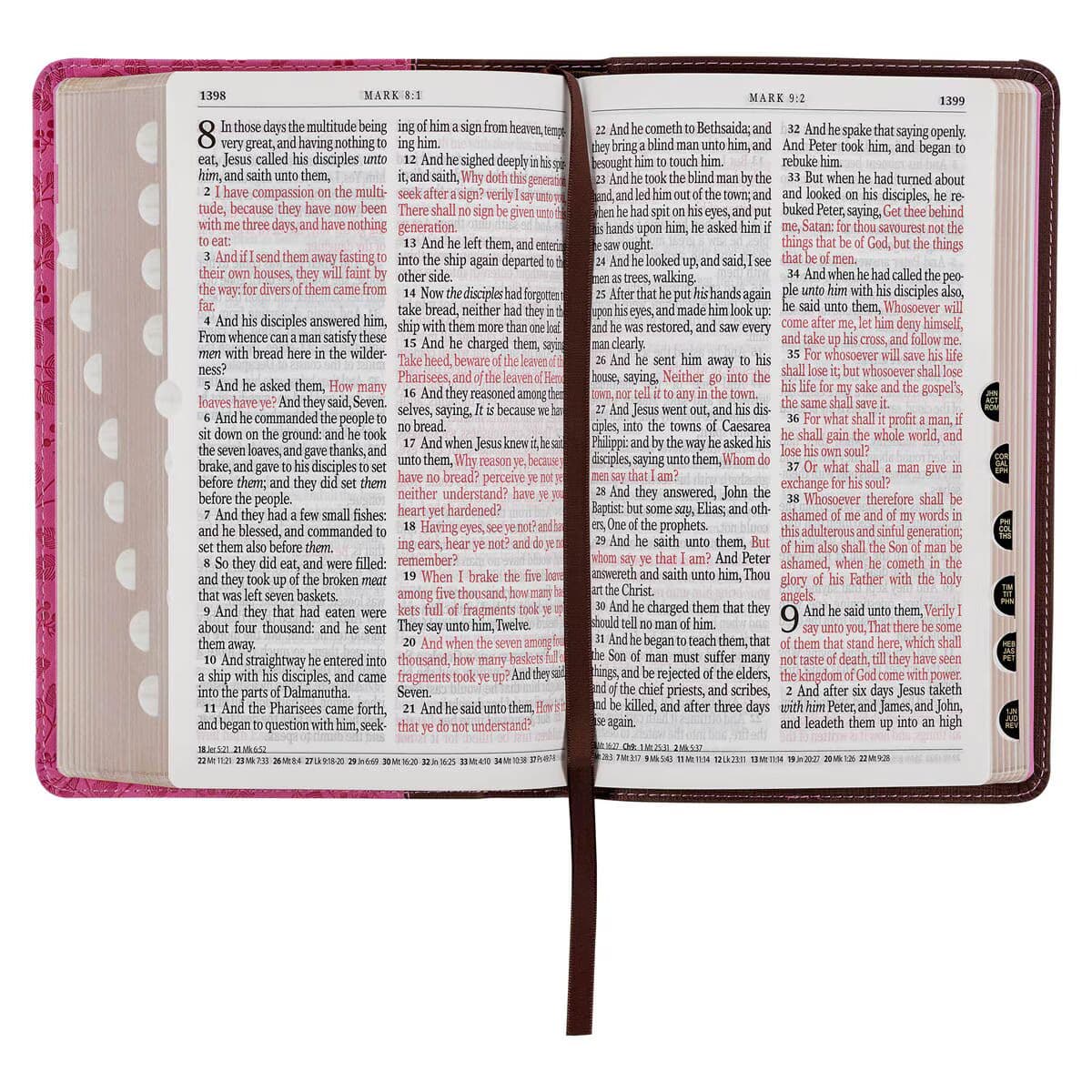 Brown and Berry Pink Faux Leather Giant Print Standard-size King James Version Bible with Thumb Index, picture 7