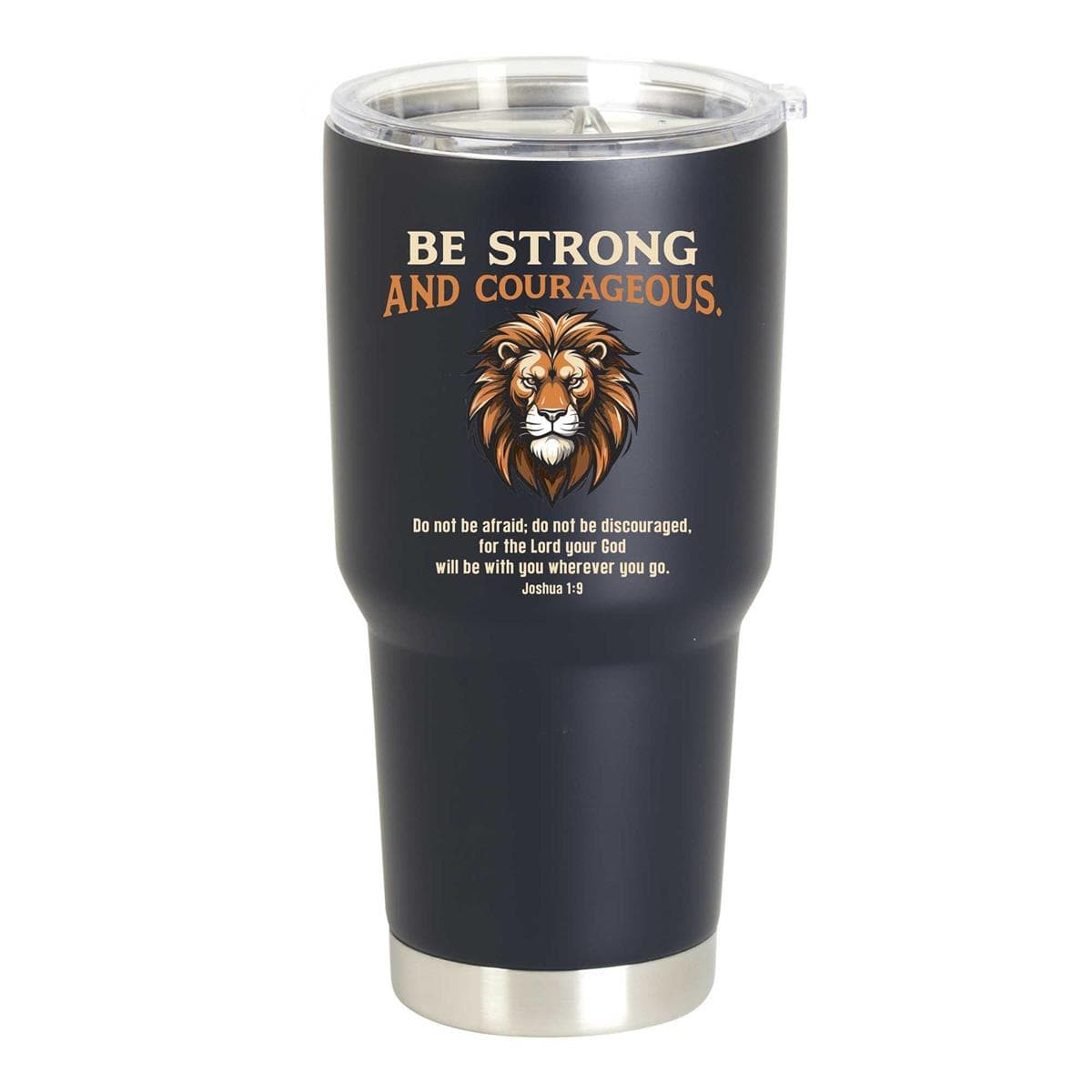 Lion Be Strong Courageous Black Tumbler, picture 2