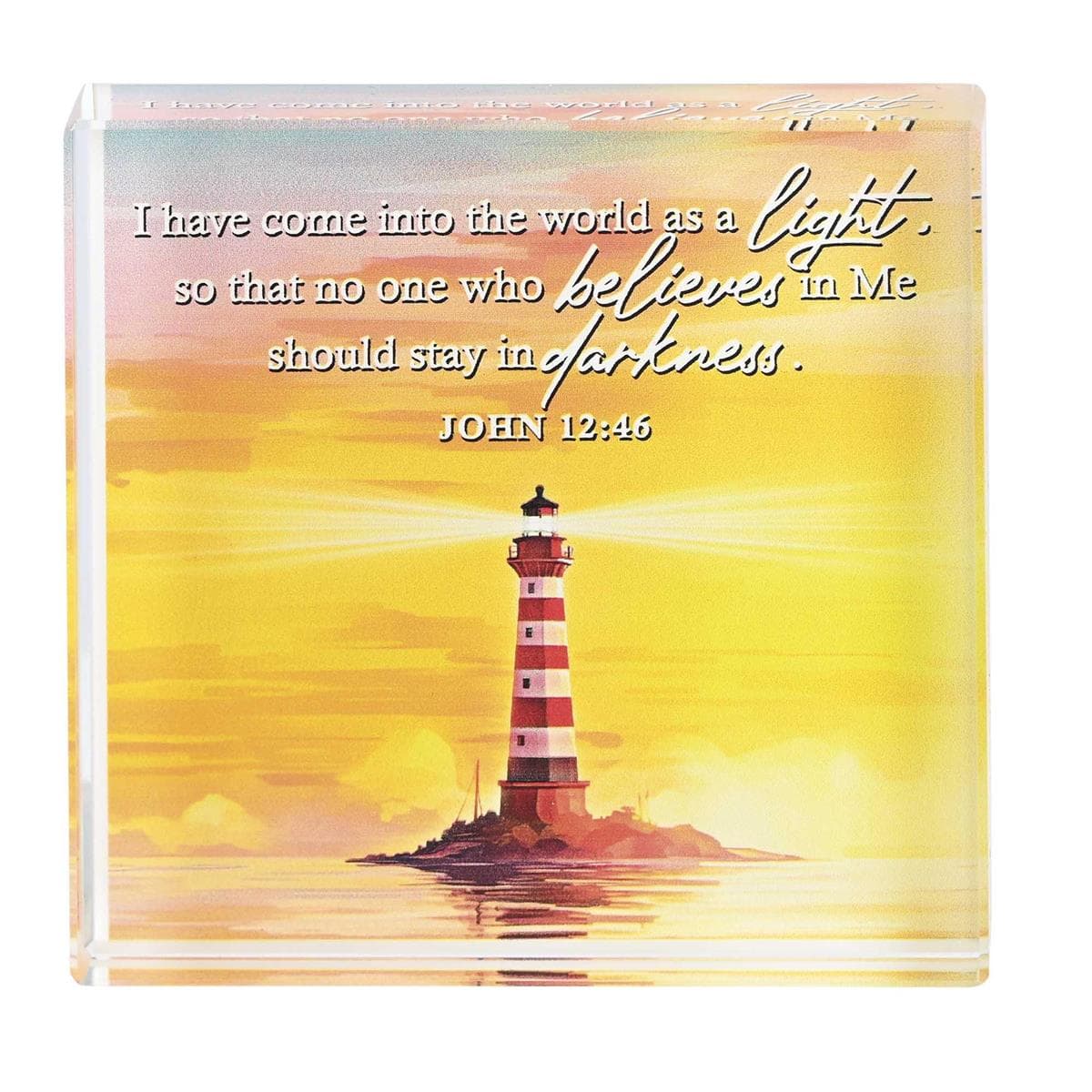 Lighthouse John 12:46 3x3 Tabletop Glass, picture 2