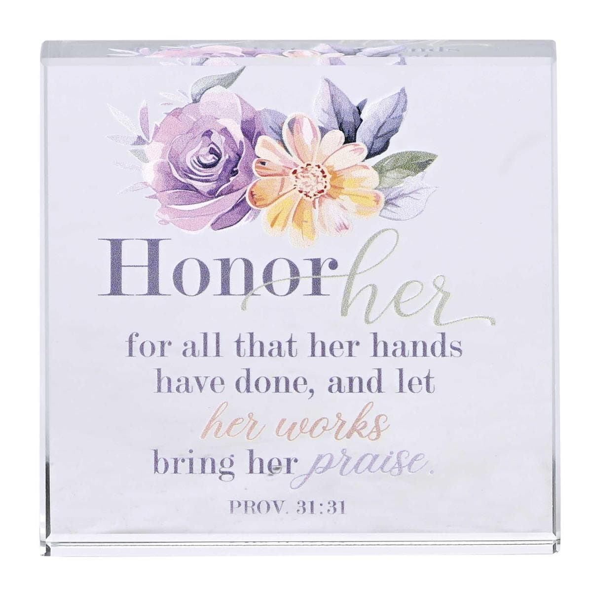 Plaque Honor Her 3X3 Tabletop Glass, picture 2