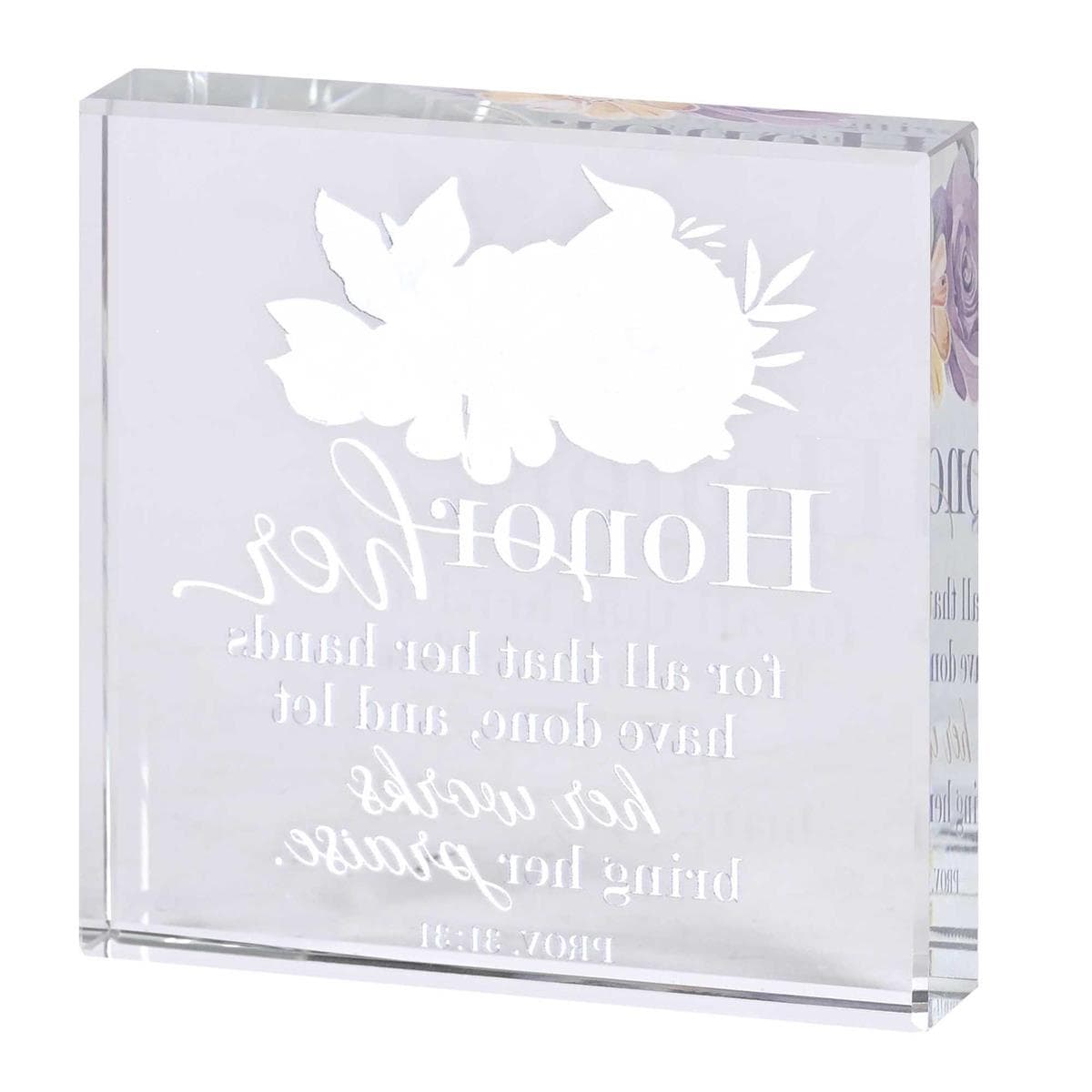 Plaque Honor Her 3X3 Tabletop Glass, picture 3