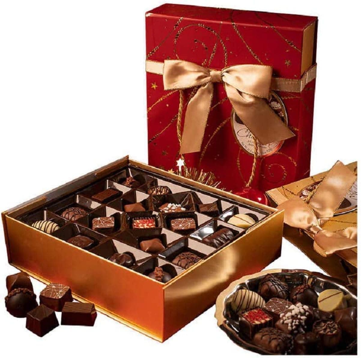 Gudrun Belgian Chocolate Box Bag Assorted Chocolates Gold Box + Bag. 523 grams