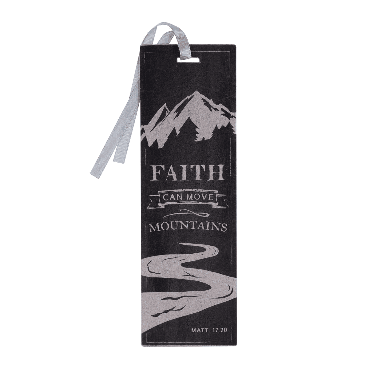 Faith can Move Mountains - Matthew 17:20 Scenic Inspirational Bible Verse with Satin Ribbon