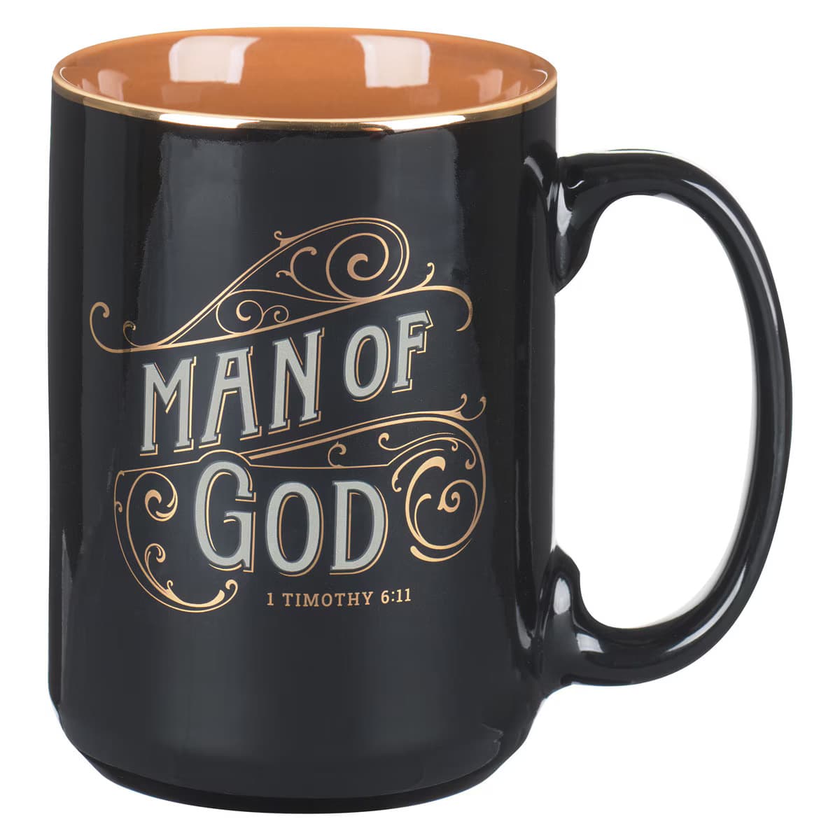 Man of God - 1 Timothy 6:11 Black Ceramic Coffee Mug