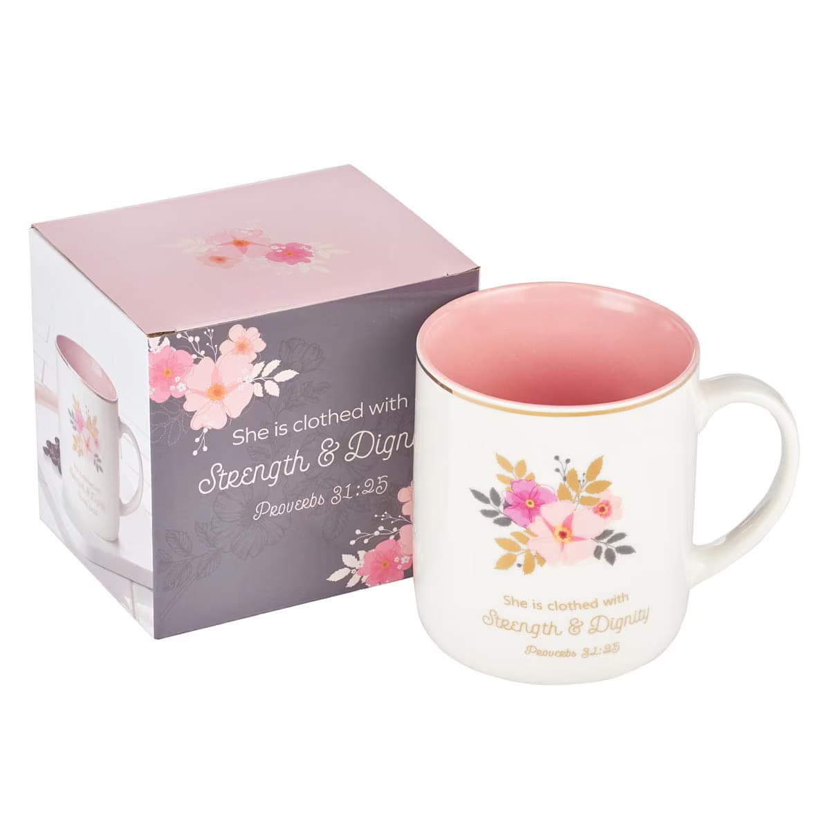 Strength & Dignity – Proverbs 31:25 Ceramic Coffee Mug, picture 3
