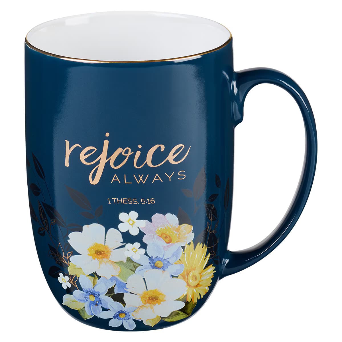 Rejoice Always – 1 Thessalonians 5:16 Blue Ceramic Coffee Mug